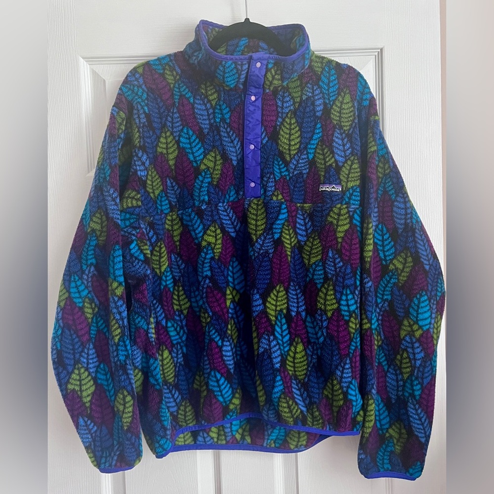 Vintage 90s Patagonia Synchilla Leaf Pattern T Snap Fleece Jacket